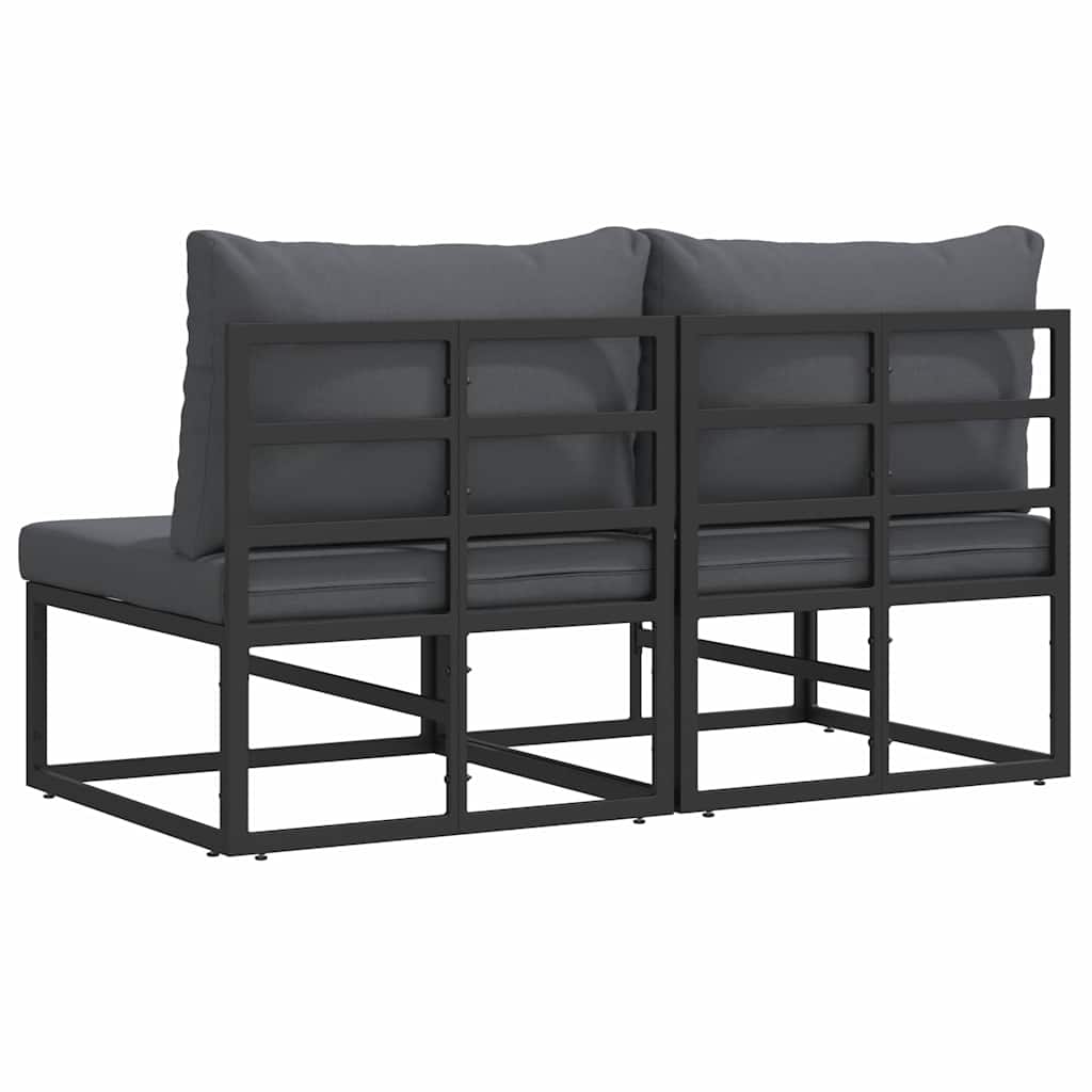 Outdoor Furniture with Cushion with Pillow Black Aluminium